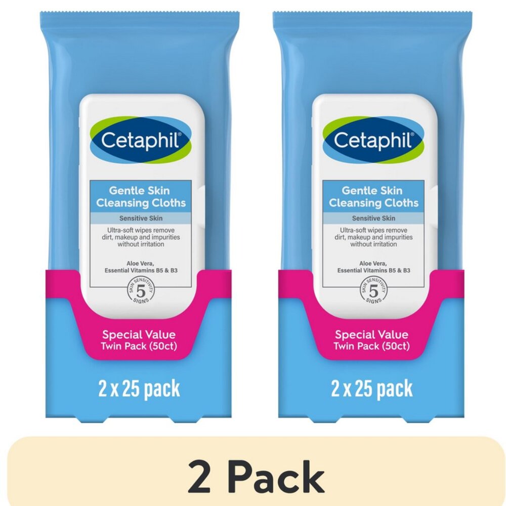 NEW✅2 PACK Cetaphil Gentle Skin Cleansing Cloths, 50ct, Twin Pack